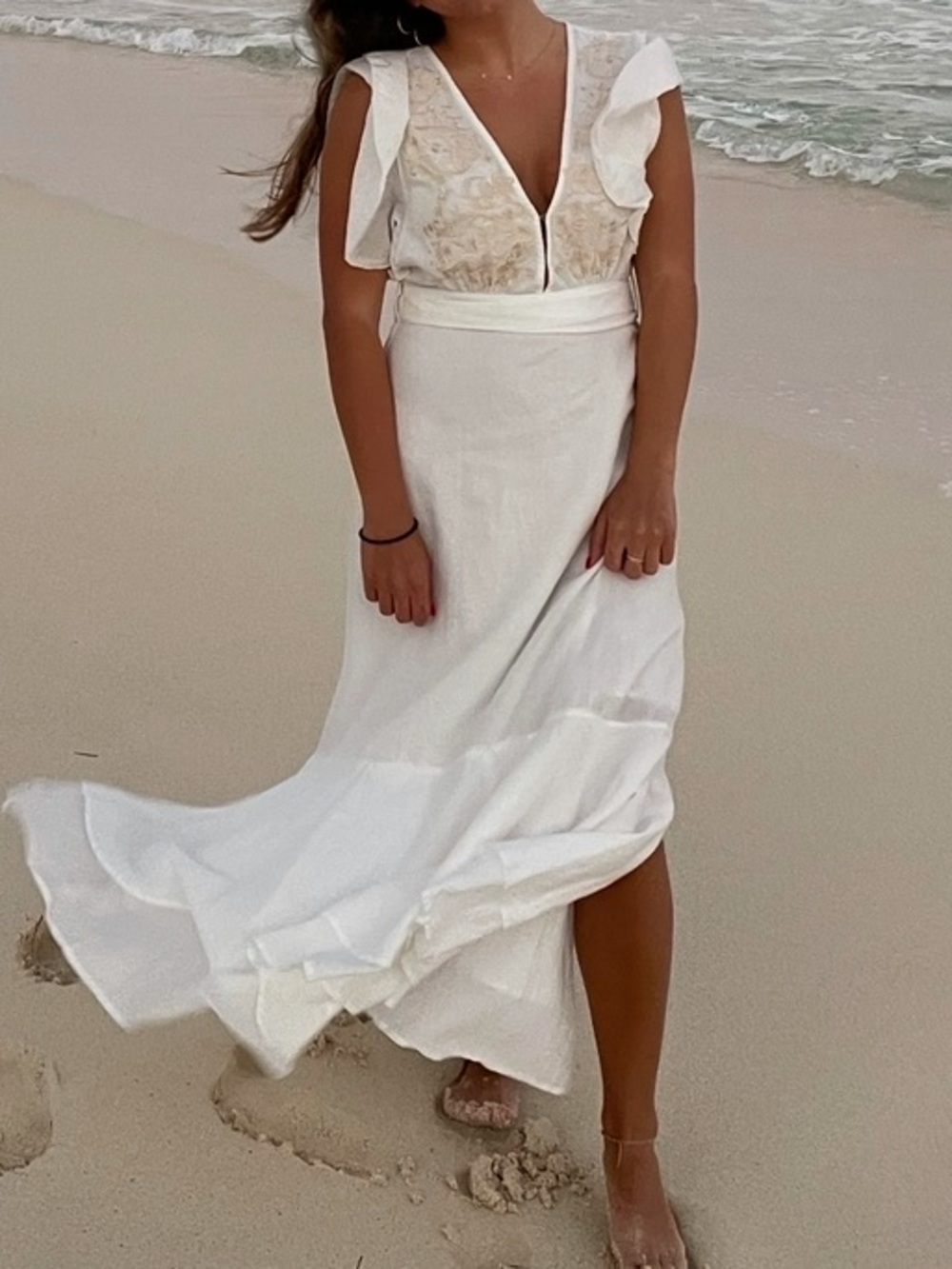 Cleobella White Maxi Dress with Embroidered Bodice